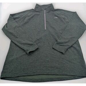 LL Bean‎ Sweater Mens XLT Green Adventure Grid Fleece Quarter-Zip Slightly Fit